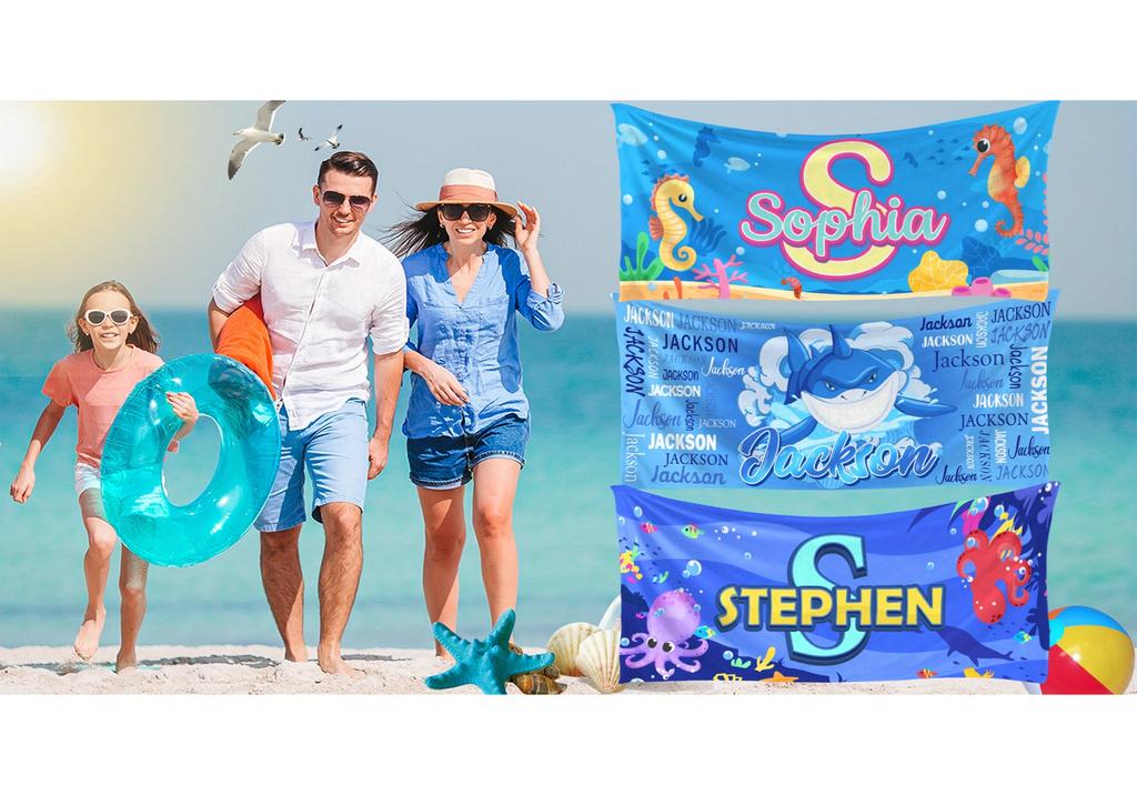 Floral Custom Beach Towel With Name - Quick Drying Bath Towel Gift For Adult Christmas Theme Towel Birthday Gift, Halloween Gift