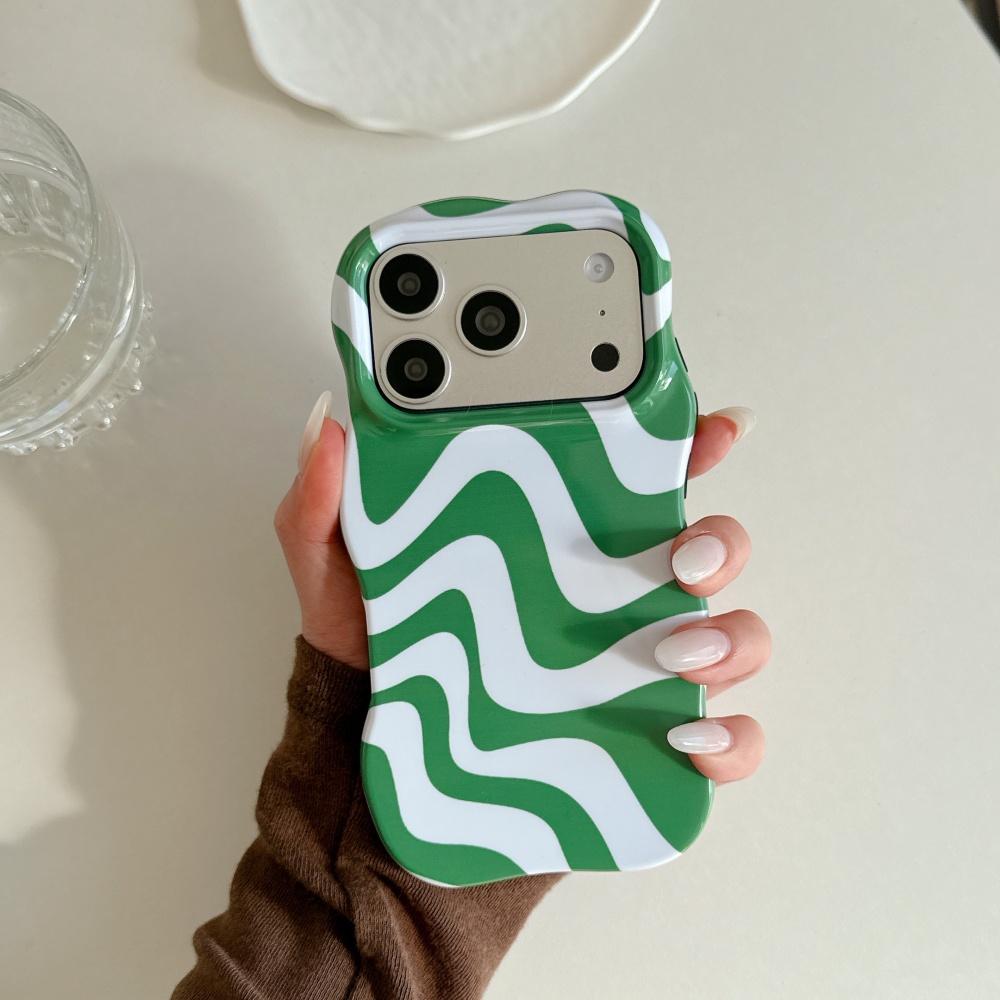 Water Ripple Double Color Contrast Case for iPhone 17 16 15 14 13 Pro Max Glossy Wave Border Shockproof Slim Cover