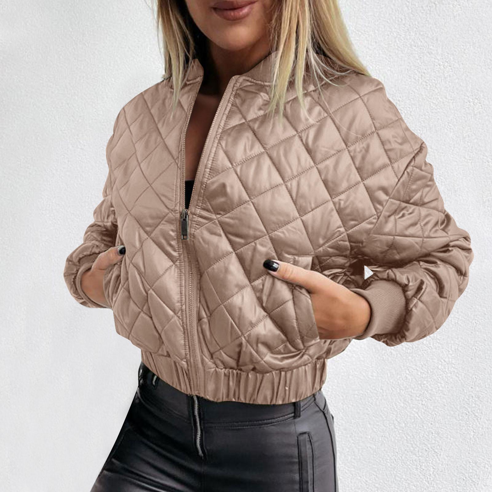 

Женская куртка-топ однотонная короткая куртка на молнии из хлопка M верблюд