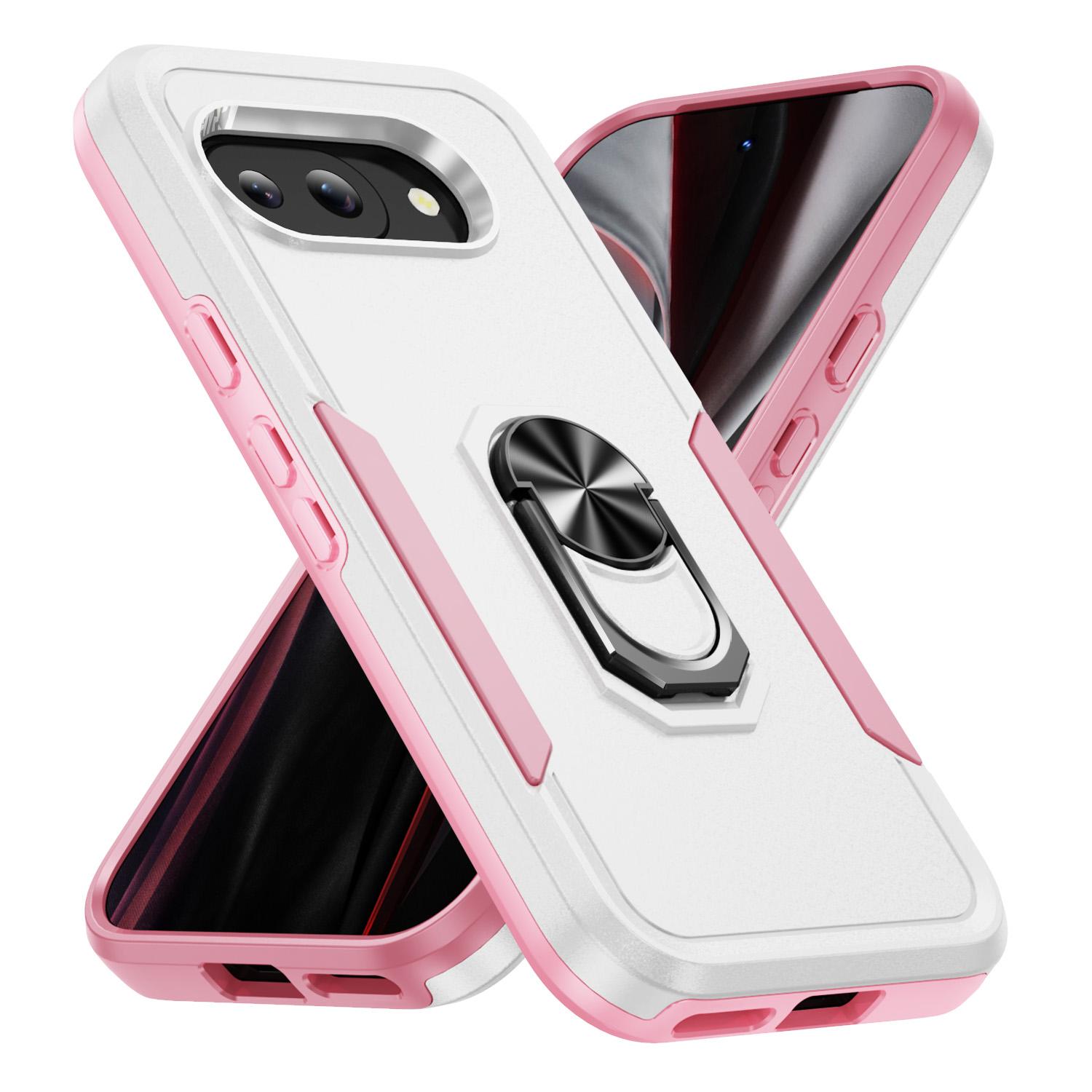 

For Google Pixel 9a Case Military Grade Ring Kickstand PC+TPU Phone Cover Purple+Black