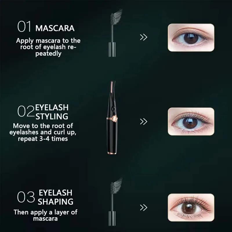 3-stufiger Elektrischer Wimpernformer Typ-C Schnellladung Langlebiger Akku Natürlicher Lockenstab Wasserdichtes Augen-Schönheits-Gadget Geschenk