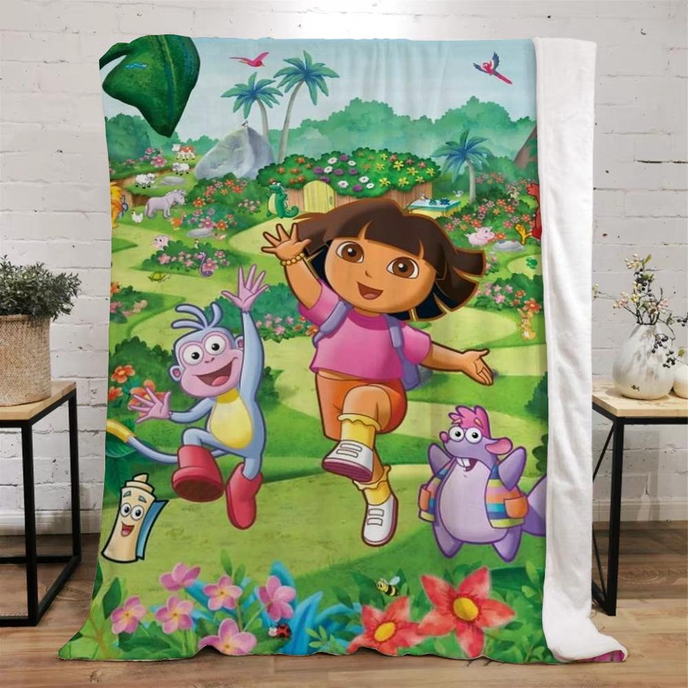 Dora the Explorer Cotton Blanket for Sofa Decoration Luxury Blankets King Size Bed Throw Home Interior Beach Towel Knitted Plaid