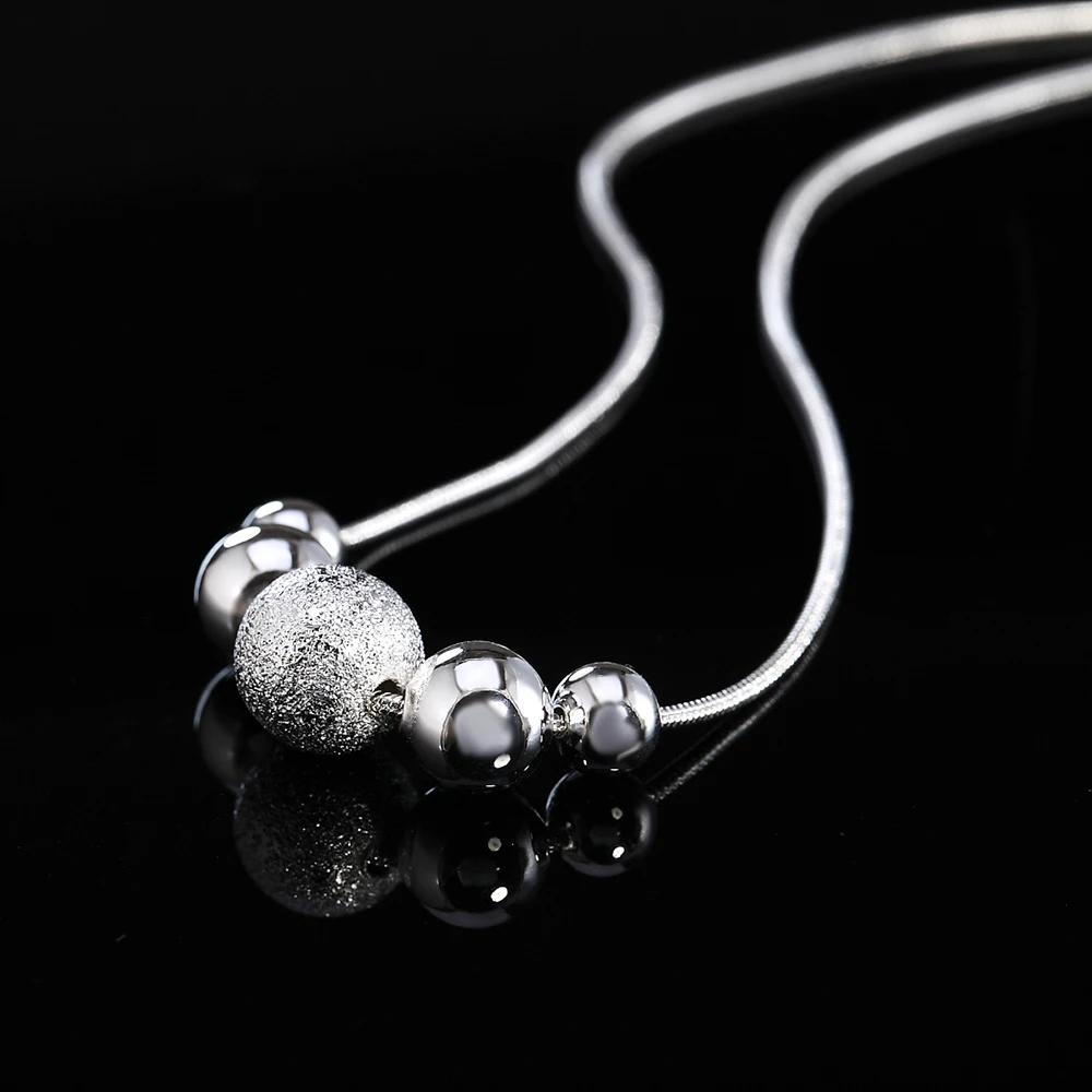 Charms wedding party silver Plated new lady bead women necklace jewelry fashion cute pendant LN019
