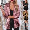 Giacca da Completo con Paillettes da Donna Brillante Aperta Davanti Monocolore Casual per Feste in Strada Capospalla Versatile