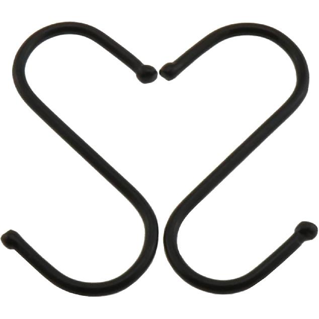 E-outstanding S Hook 12PCS 2.7 x 0.8 x 0.1Inch Black Heavy Duty Stainless Steel S-Shaped Hooks Hangers for Hanging pots and Pans, Plants, Utensils,