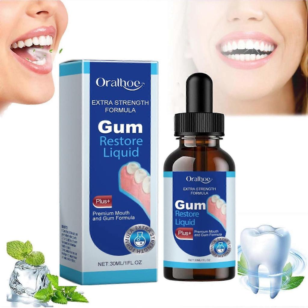 Zahnfleisch-Regenerations-Flüssigkeit - Zahnfleischtherapie-Serum, Zahnfleischreparatur-Tropfen bei Zahnfleischrückgang, Zahnfleisch-Regenerations-Behandlung, Zahnaufhellendes Mundwasser, Tiefenreinigung der Zähne
