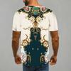 Women Short Sleeve Crew Neck T Shirt Dark Blue Light Blue Abstract Flame Swirl Print Top