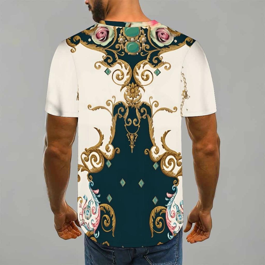 Women Short Sleeve Crew Neck T Shirt Dark Blue Light Blue Abstract Flame Swirl Print Top