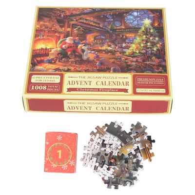 24 dní Vánoční puzzle odpočítávací kalendář 1008 dílků Rodinná výzva Barevné vánoční svátky Puzzle