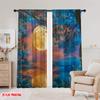 2pcs,2D Plane Printing Contemporary Curtains Moonlit Canvas Polyester (without Rod) Festive Use for Kitchen Living Room Office