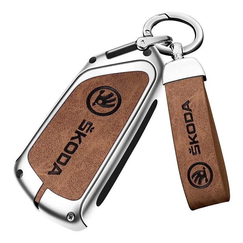 Zinc alloy high-end key case suitable for Skoda Octavia A8 MK4 MK8 car key cover 2024    car key shell accessories