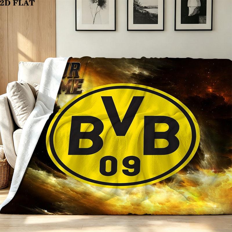1PC Borussia Custom Name Patterned Flannel Blanket Suitable For All Seasons for Home Decor Warmth and Comfort Gifts Holiday Present