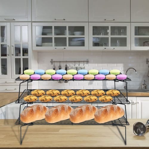 

Охладитель для тортов Steppiano, 3-ярусная охлаждающая решетка, складная, устойчивая к высоким и низким температурам, антипригарная, для квадратного печенья, хлеба и выпечки, аэрофритюрница