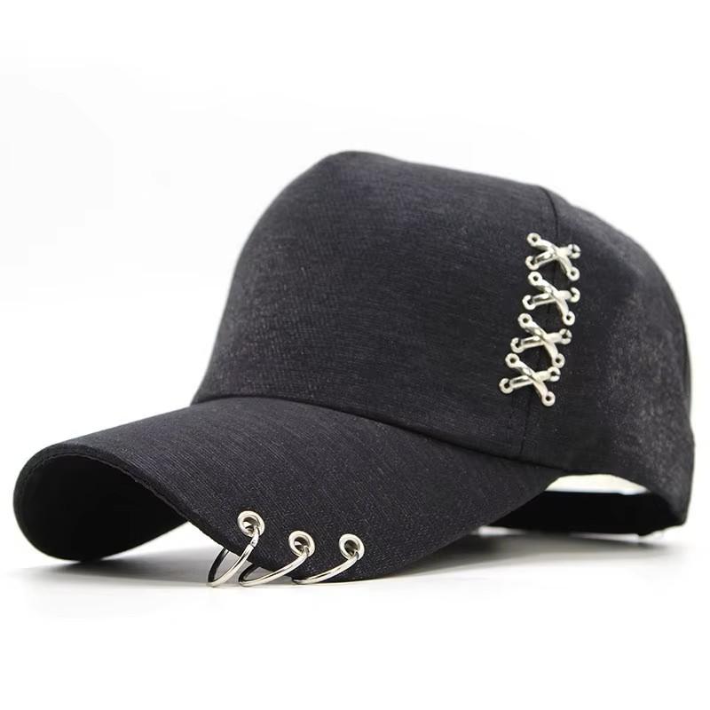 Thailor Made Baseballpet Hoed Metalen Ring Kruis Veer Zomer Herfst Punk Hip hop Rock Verstelbaar Unisex Mannen Vrouwen Buiten Casual Katoen x1