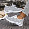 Modische, lässige Schnür-Sneaker aus atmungsaktivem Mesh für Damen, Sommer 2025, runde Zehenpartie, Keilabsatz, bequeme Sportschuhe mit weicher Sohle, Laufschuhe