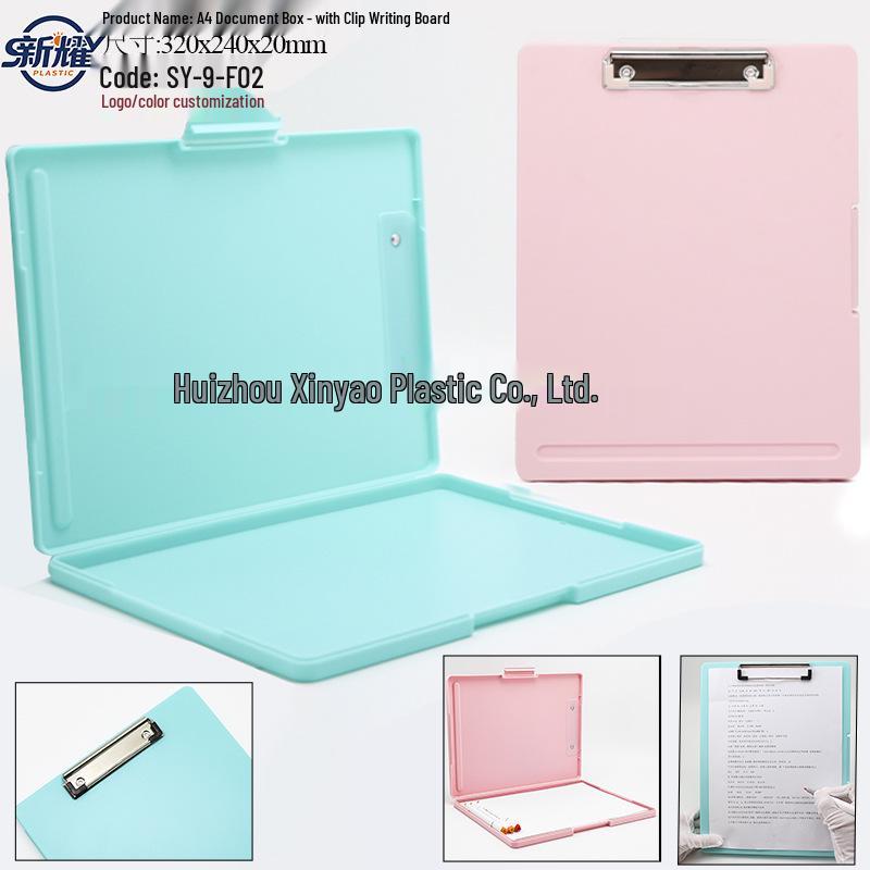 Large Capacity A4 File Box with Pen Slot & Clipboard for A5 Paper Storage