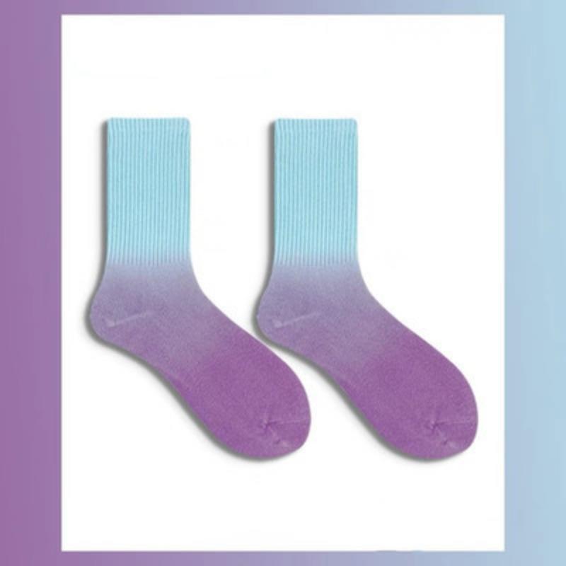 5 Perechi de Șosete Subțiri de Primăvară/Vară pentru Femei, cu Absorbție a Umidității, Transpirație, Respirabile, cu Vopsea Tie-Dye în Gradient