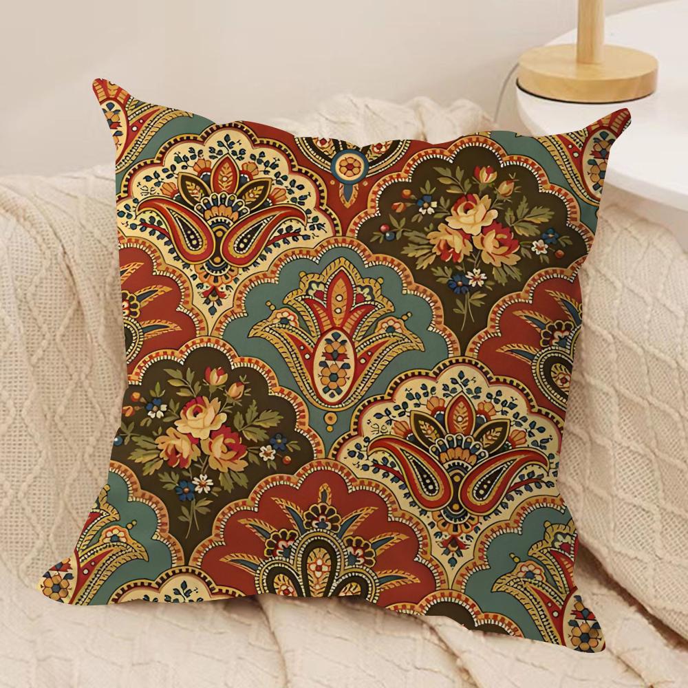 Persian Rug Pattern Cushion Cover Soft Plush Fabric Double-Sided Printed Sofa Cushion Cover For All Seasons Home Decor Gift