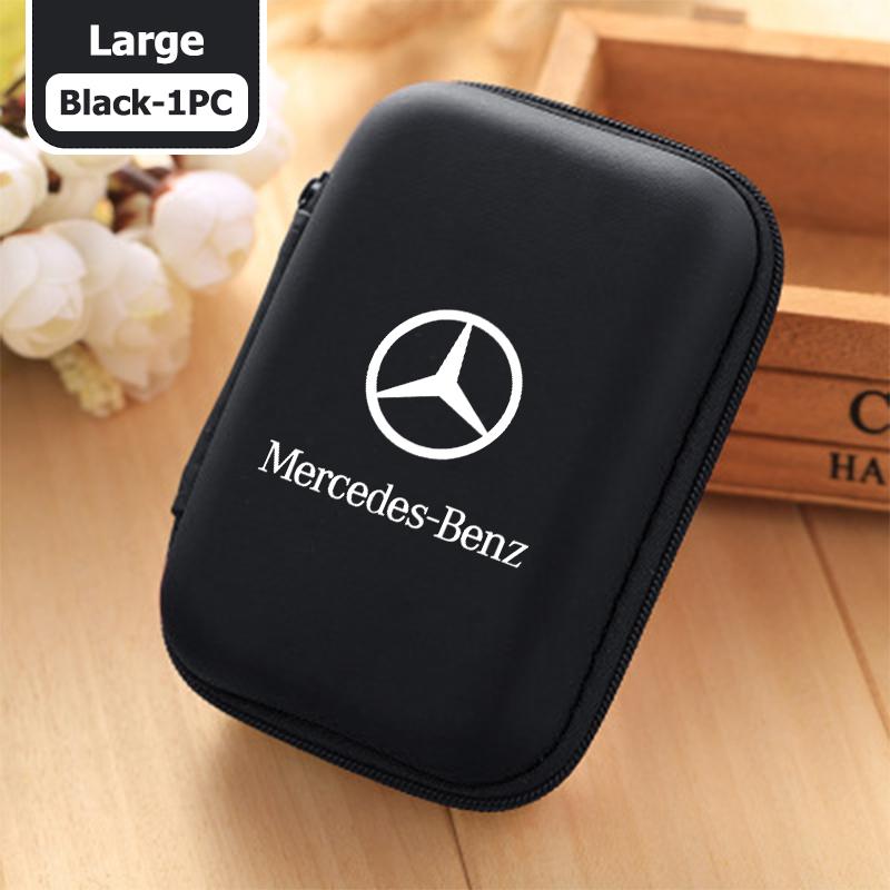 For Benz Car Logo Earphone Organizer Box EVA Zipper Headset Storage case Accessories AMG Exclusive W204 W222 W205 W203 W213 W124 XT3