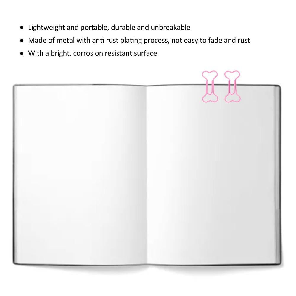 100Pcs Bone Shaped Paper Clips Pink Cute Paper Clips Stationery Accessories Mini Paper Clips  Office