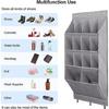 15 Pocket Over Door Hanging Shoe Rack Multipurpose Shoe Hanger for Door Back Storage Solution In Gray Oxford Fabric
