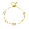 Gold Tone White Shell Heart Charm Bracelet – Dainty Stainless Steel Romantic Jewelry for Women, Adjustable Love Gift