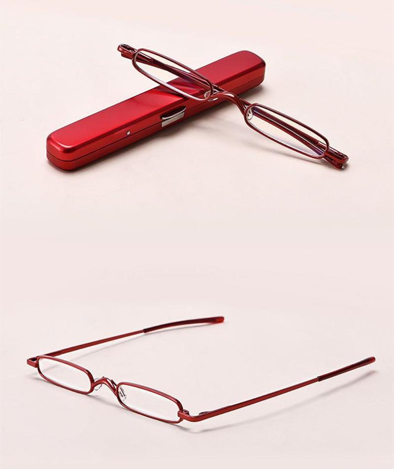 Unisex Pocket Reading Glasses Slim Mini Metal Readers with Pen Tube Case Reader Eyeglasses Diopter +1.0/1.5/2.0/2.5 Dropshipping