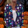 Womens Halloween Print Long Sleeve Knit Cardigan Button Up Sweater Coat Lightweight Casual Outerwear for Fall and Winter
