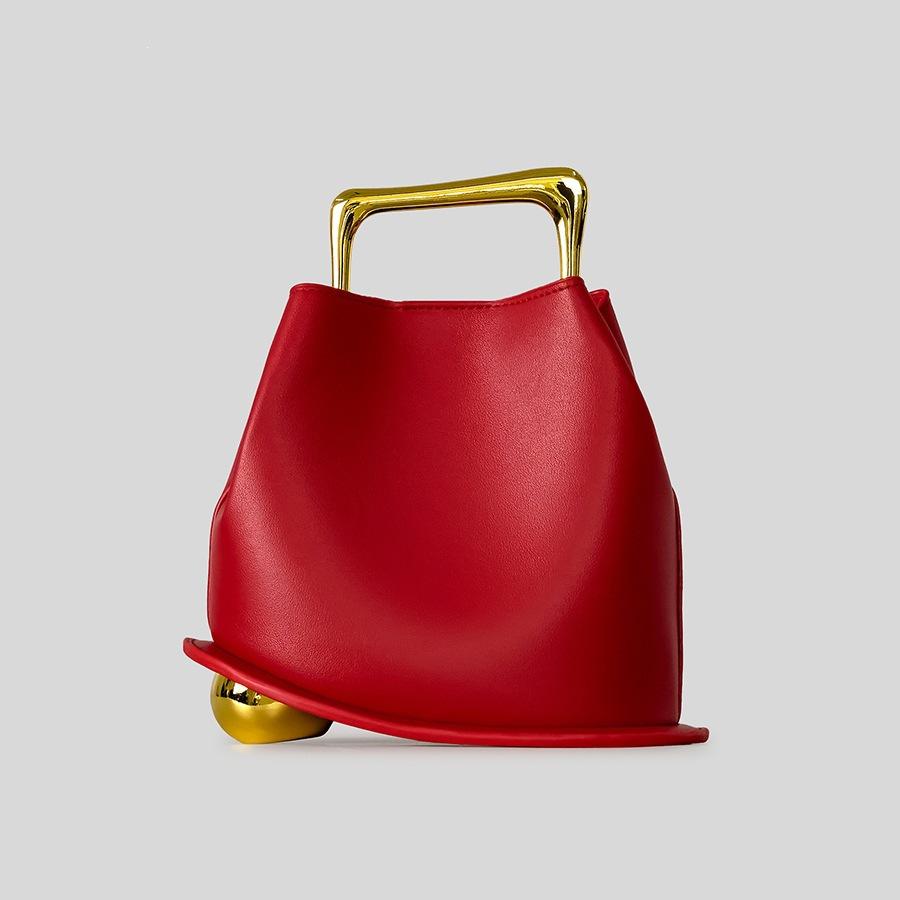Leichter Luxus Mode Metall Tragbar Unregelmäßige Eimer Tasche Texturierte Bankett Tasche Damen Handtasche