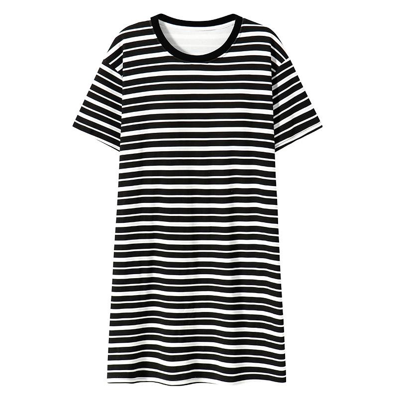 Women's Summer Cotton Round Neck Mid-Length Nightgown