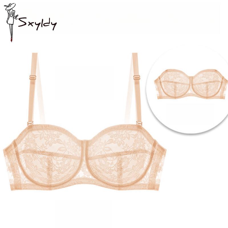 Reggiseno senza spalline ultrasottile da donna sexy con ferretto push-up