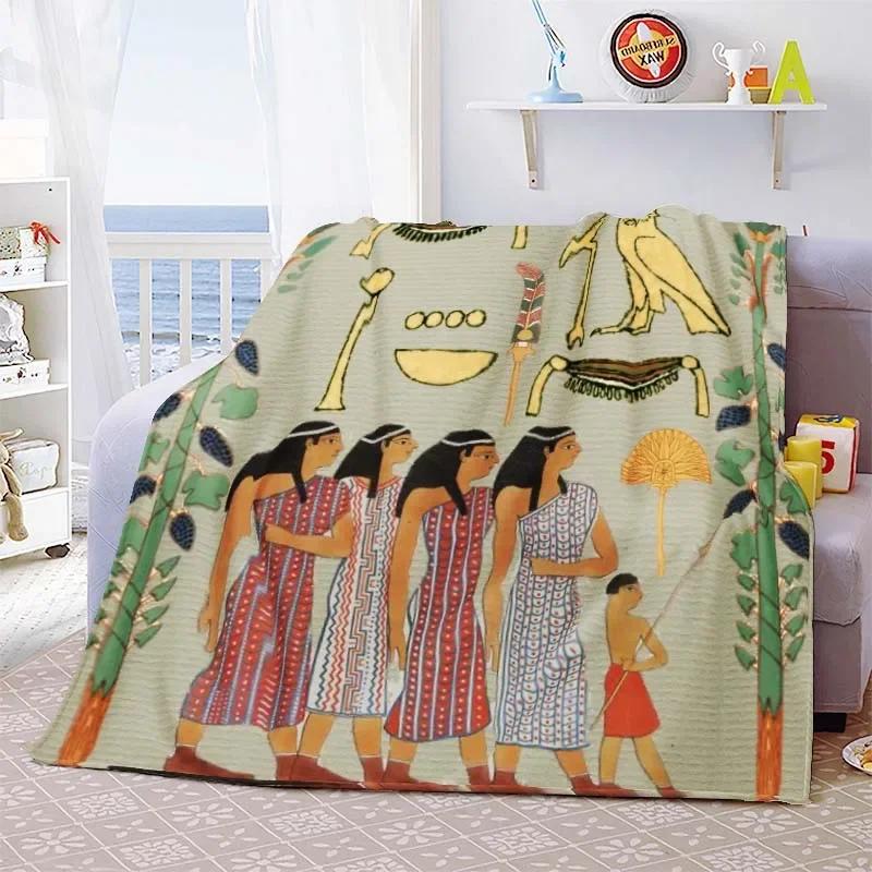 Ancient Egyptian Civilization Flannel Blanket The Ancients Daily Printed Warm Throw Blanket for Sofa Bedroom Office Plush Quilt