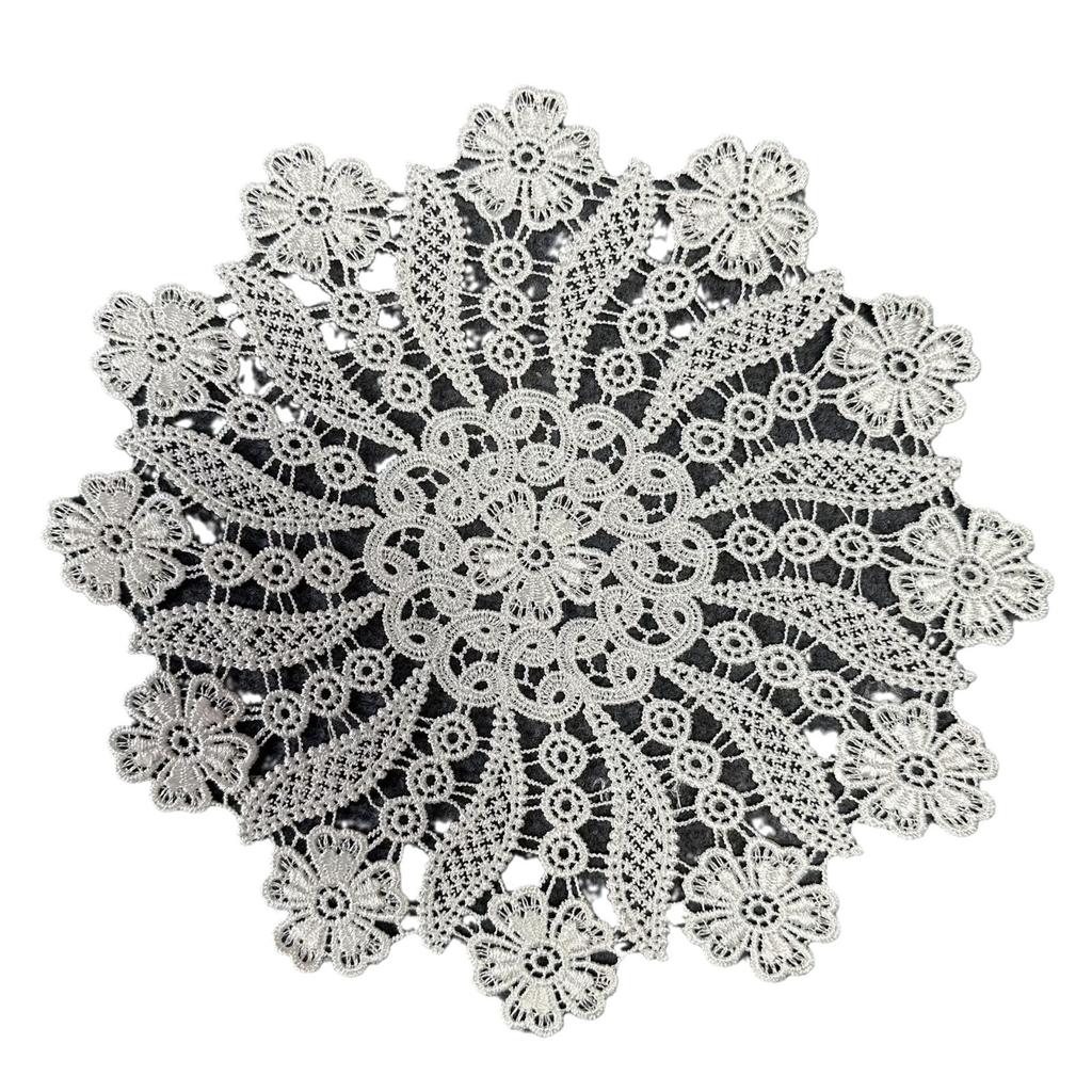 Water-soluble lace placemat French hollow embroidery fabric decorative ornament prop dining table mat white round table mat