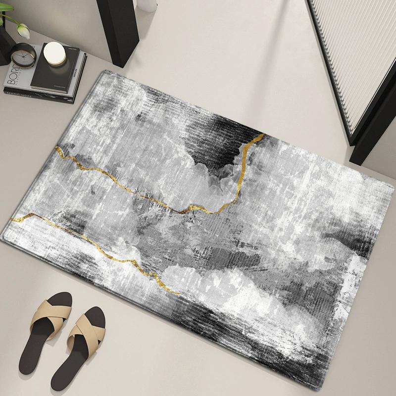 Moderner, minimalistischer, abstrakter Badezimmerteppich mit weicher Flanelloberfläche, maschinenwaschbar, rutschfester Teppich für die Eingangsmatte im Toilettenwaschraum