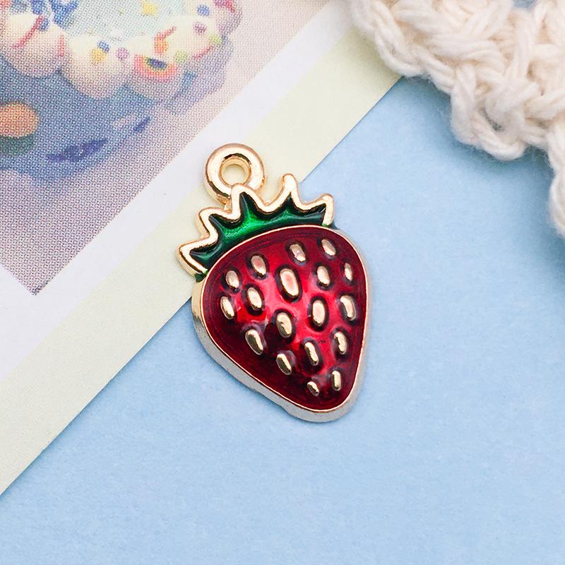 3D Fruit Drip Oil Alloy Pendants: Cherry, Watermelon, Grape Charms - Mixed 20K Gold