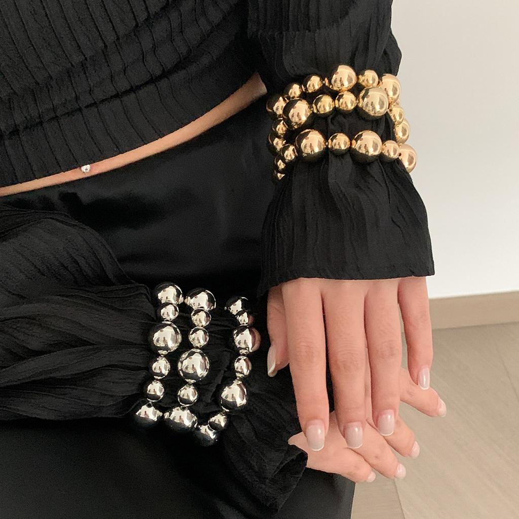 Bracelet Women's Irregular Beaded Elastic Bracelet European and American imitation pearl punk style jewelry set