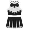 Frauen Erwachsene Cheerleading Uniform Cosplay Kostüm Ärmelloses Crop Top mit Falten Rock Outfits