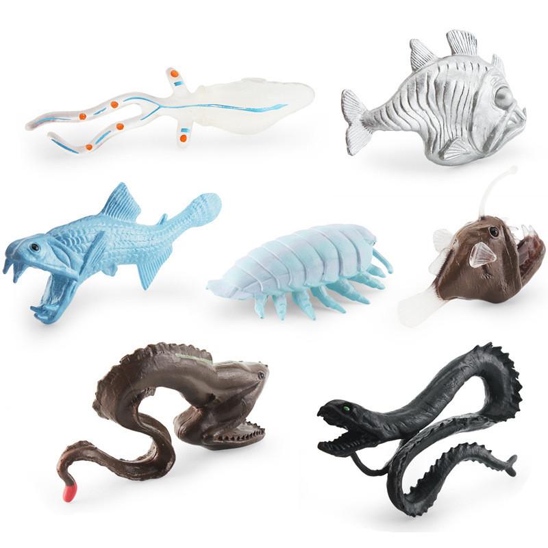 Realistic Pvc Static Model Of Wide Mouthed Fish Featuring Big Eye Squid And Lophius