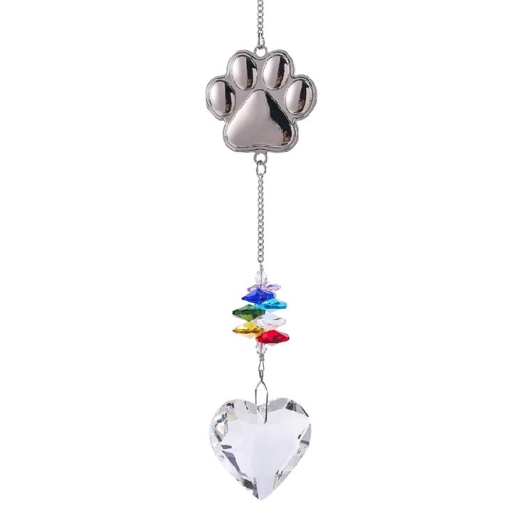 Crystal Animal Paws Charm Memorial Suncatchers Metal Pendant Indoor and Outdoor Decorative Memorial Gift for Pet Lover