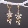 Delicate Flower Shape Women Drop Earring Bright Color Wedding Ceremony Earrings Fancy Girl Gift Fashion Jewelry Wholesale