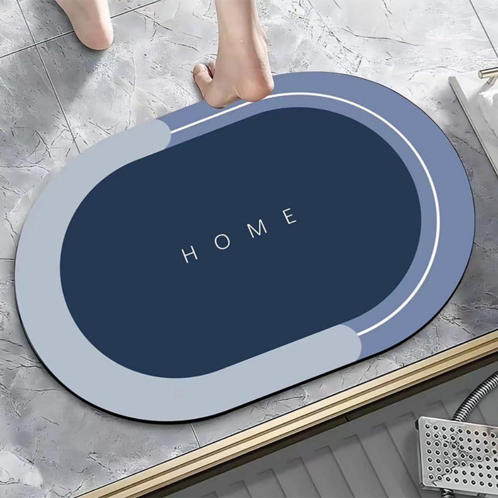 Simple Oval Square Diatom Mud Absorbent Foot Mat Bathroom Non-slip Mat Toilet Door Mat Quick Dry