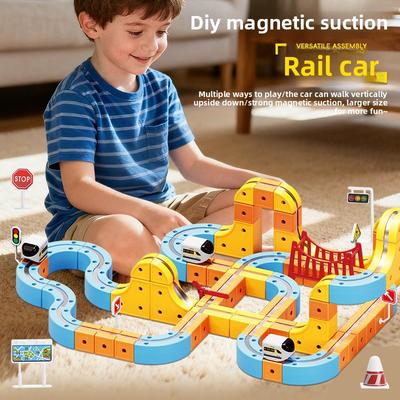 Ungiftige DIY Bausteine Magische Schienenbahn Schwerkraft Labyrinth Spielzeug Kinder Magnetische Schienenbahn Würfel Spielzeug Lernspielzeug Weihnachtsgeburtstagsgeschenk