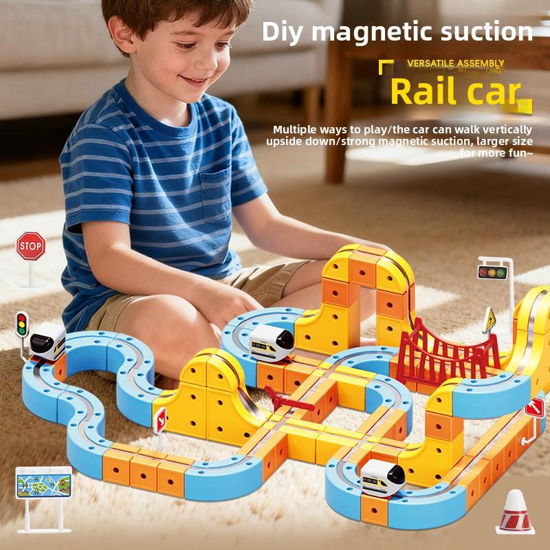 Non-Toxic Kids Magnetic Rail Car Cube Toy Diy Building Blocks Magical Track Train Gravity Maze Toy Educational Toy Christmas Birthday Gift