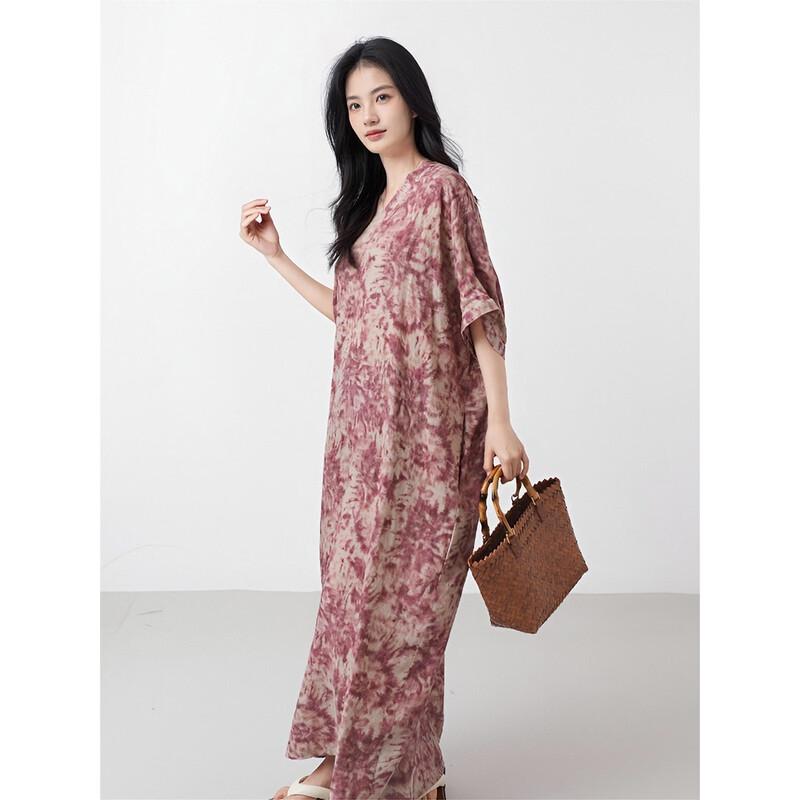 Aiyilian Summer Floral Color-block Loose Dress M