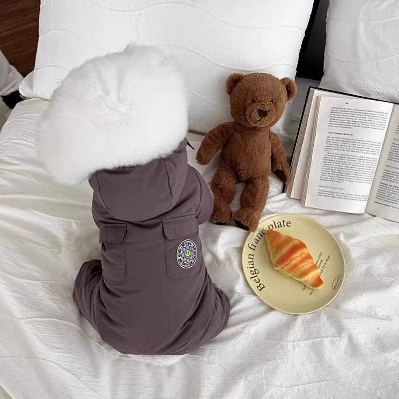 Autumn and Winter Dog Small and Medium Dog Friendly Sunflower Hooded Four-legged Cotton Coat Cat Thickened Warm Pet Clothing