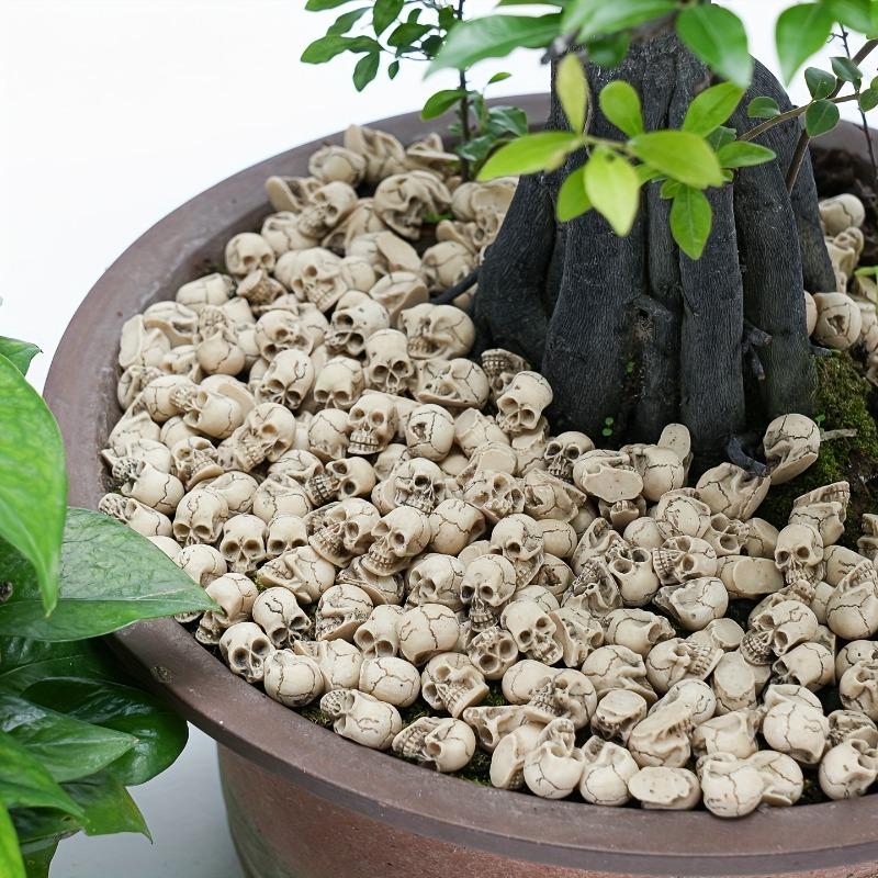 100/200pcs Small Skull Planter Garden Decor Aquarium Decoration Realistic Fish Tank Skeleton Ornament Fish Bowl Bonsai Pot Decor