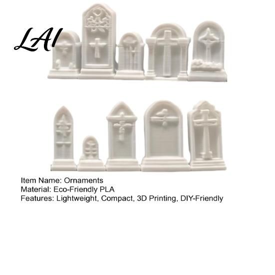 Miniature Gothic Figurines 10Pcs Mini Tombstone 3D Printed Unpainted Gravestone Model Kit Micro Cemetery Mausoleum Ornaments Diorama Accessories,