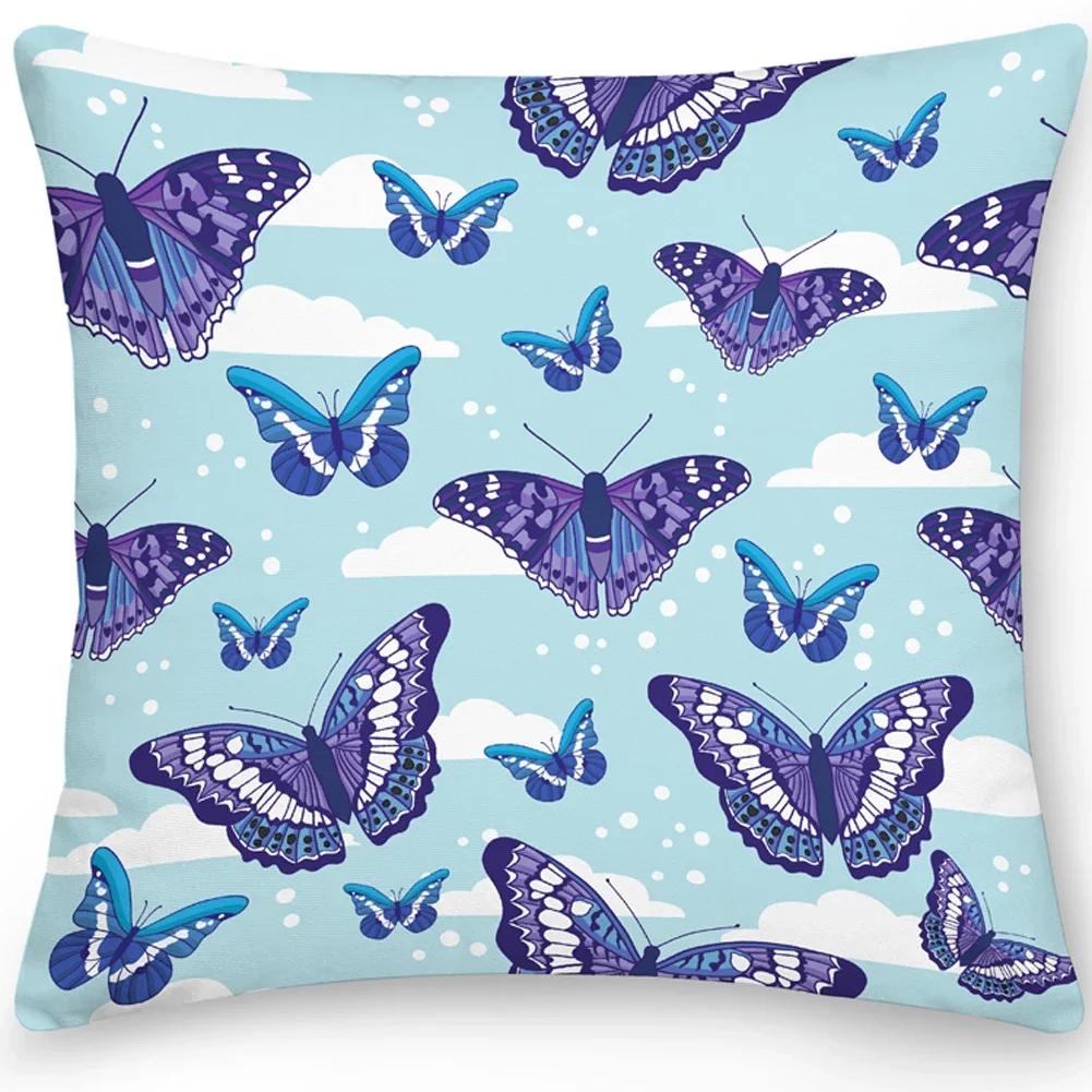 Pillow Office Sofa Butterfly Print Double Sided Cover Square Cushion