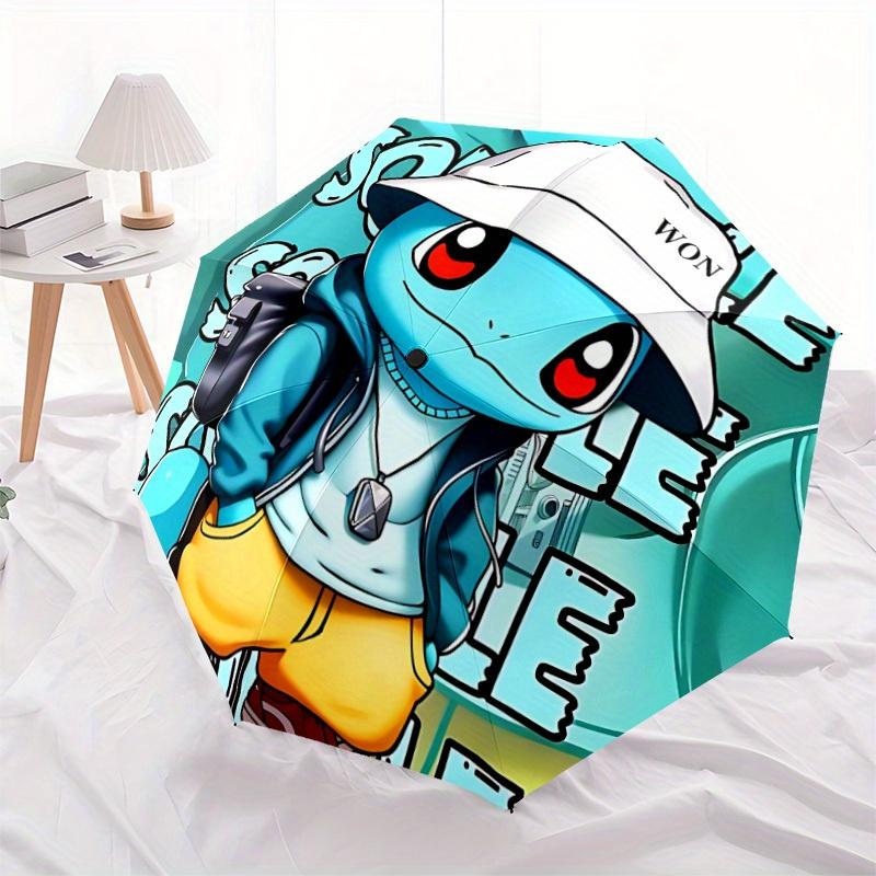 1pc Squirtle, Streetwear Automatic Folding Umbrella - Lightweight, Retractable Design with 8-Rib Durability, Perfect for Outdoor80