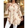 Elegant Plus Size Women's Top, Casual Full-Pattern Asymmetrical Hem, Beautiful